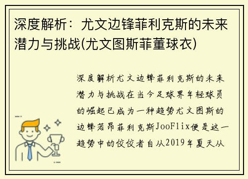 深度解析：尤文边锋菲利克斯的未来潜力与挑战(尤文图斯菲董球衣)